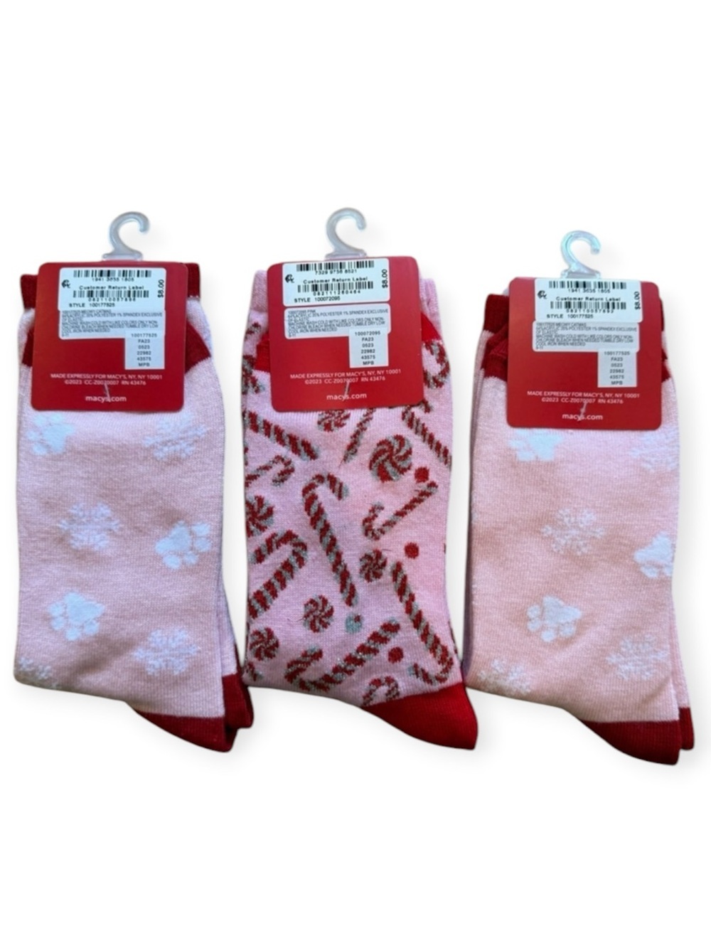 (NWT) 3 Pairs of Women's Charter Club candy cane/ cat Winter Crew Socks 9-11 - Picture 2 of 4